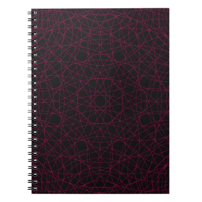 Neon Pink Web Pattern Notebook - Anpassbar Notizblock (Vorderseite)