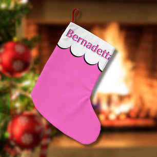 Neon Pink White 3D Elegante Name Personalisiert Kleiner Weihnachtsstrumpf