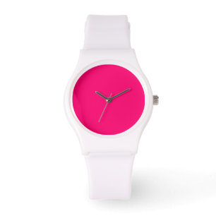 Neon Pink & White Minimalistisch Watch - Anpassbar Armbanduhr