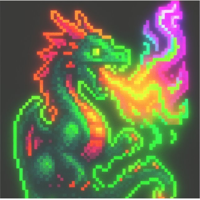 Neon Pixel Dragon - Retro Arcade Flame Design Aufkleber (Vorderseite)