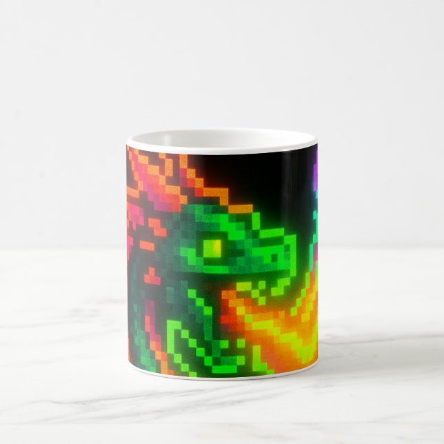 Neon Pixel Dragon - Retro Arcade Flame Design Kaffeetasse (Mittel)
