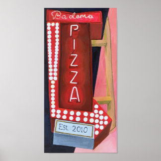 Neon Pizza Sign Poster