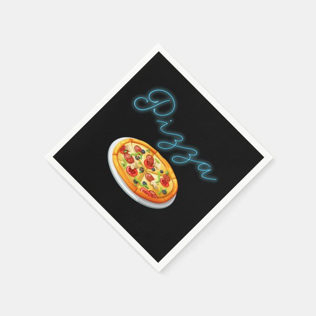 Neon Pizza Sign Serviette (Ecke)
