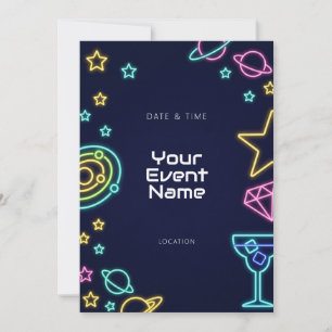 Neon-Planet-Cocktail-Dunkler-Raum Einladung