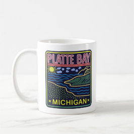 Neon Platte Bay Michigan Kaffeetasse