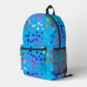Neon Polka Dots auf Aqua Bedruckter Rucksack