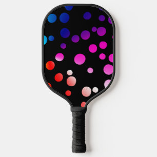 Neon Polka Dots auf Black Pickleball Schläger