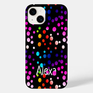 Neon Polka Dots mit Namen Case-Mate iPhone 14 Hülle