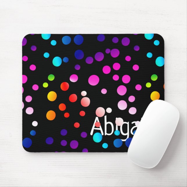 Neon Polka Dots mit Namen Mousepad (Mit Mouse)