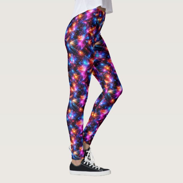 Neon Polygon Abstract with Explosions Leggings (Rechts)