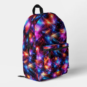 Neon-Polygon-Abstraktion mit Explosionen Bedruckter Rucksack