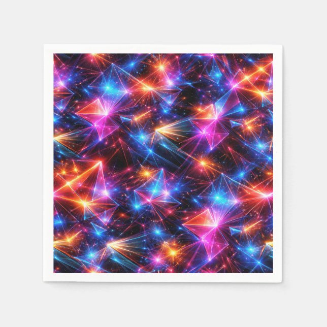 Neon-Polygon-Abstraktion mit Explosionen Serviette (Vorderseite)