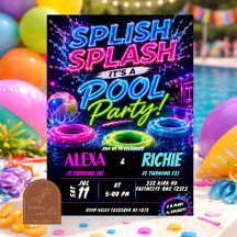 Neon-Poolparty Junge Mädchen Geschwister Teenager 