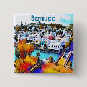 Neon Pop Art Bermuda Button