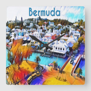Neon Pop Art Bermudes horloge murale
