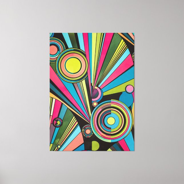 Neon Pop Art Deco: Electric Geometric Radio Waves  Leinwanddruck (Vorderseite)