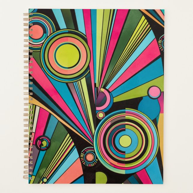 Neon Pop Art Deco: Electric Geometric Radio Waves  Planer (Vorderseite)