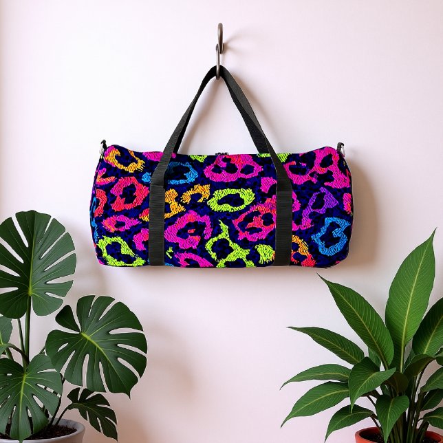 Neon Pop Art Leopard Print Duffle Bag (Von Creator hochgeladen)