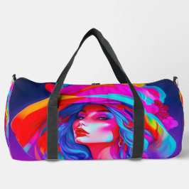 Neon Pop Art Portrait Duffle Bag