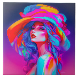 Neon Pop Art Portrait Fliese