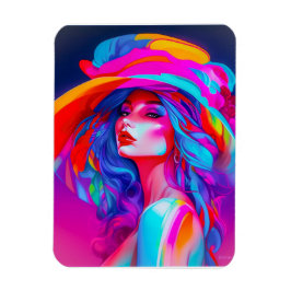 Neon Pop Art Portrait Magnet