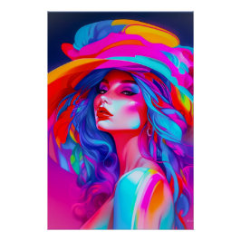 Neon Pop Art Portrait Poster