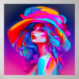 Neon Pop Art Portrait Poster