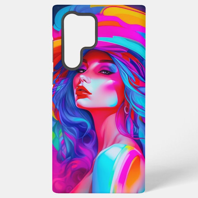 Neon Pop Art Portrait Samsung Galaxy Hülle (Rückseite)