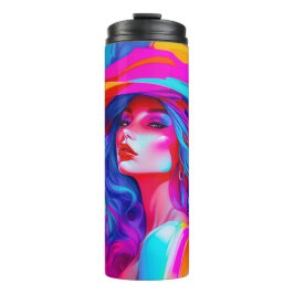 Neon Pop Art Portrait Thermosbecher