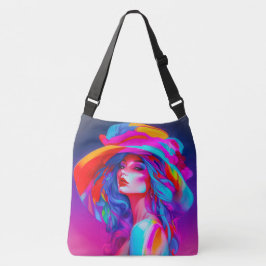 Neon Pop Art Portrait Tragetaschen Mit Langen Trägern