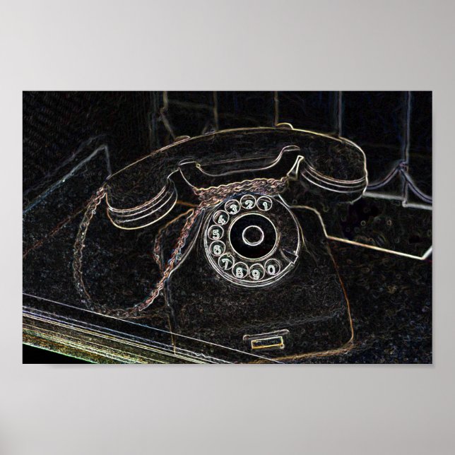 Neon-Pop-Art Vintages altes Telefonposter Poster (Vorne)