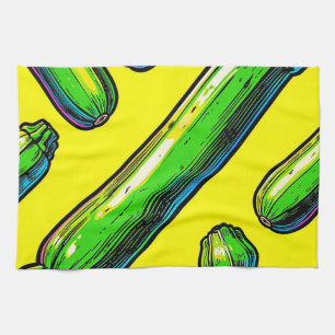 Neon-Pop-Art-Zucchini-Muster Geschirrtuch