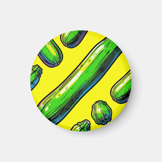 Neon-Pop-Art-Zucchini-Muster Magnet (Vorne)
