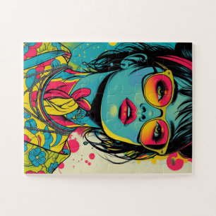 Neon Pop Diva Portrait - Bold & Vibranno Retro Art