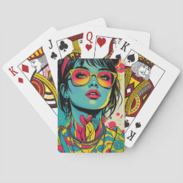 Neon Pop Diva Portrait - Bold & Vibranno Retro Art Spielkarten