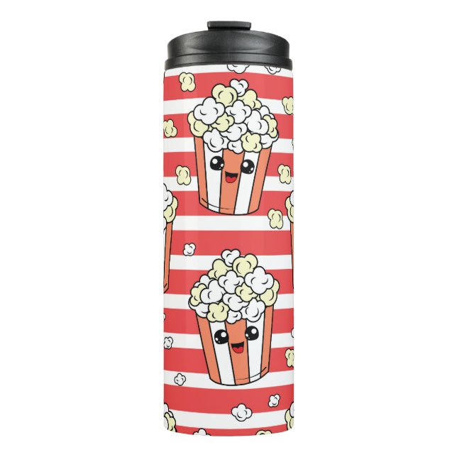 Neon Popcorn Kindermuster Thermosbecher (Vorderseite)