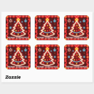 Neon Popular Christmas Holiday Collection Quadratischer Aufkleber