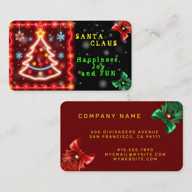 Neon Popular Christmas Holiday Collection Visitenkarte (Vorne/Hinten)