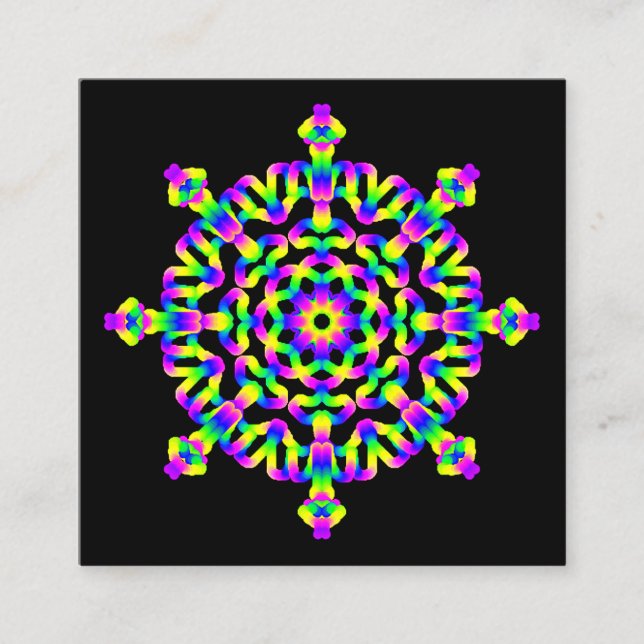 *~* Neon Powerful Mandala Healing Arts Quadratische Visitenkarte (Vorderseite)