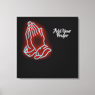 Neon Praying Hands personalisieren oder anpassen Leinwanddruck