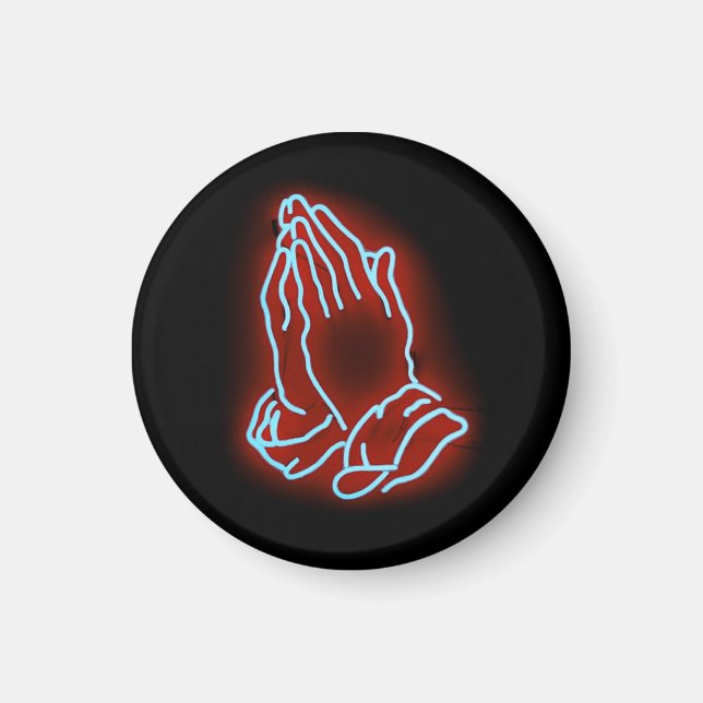 Neon Praying Hands personalisieren oder anpassen Magnet (Vorne)