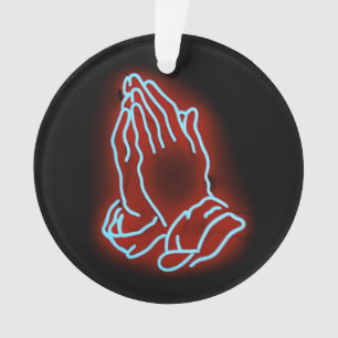 Neon Praying Hands personalisieren oder anpassen Ornament