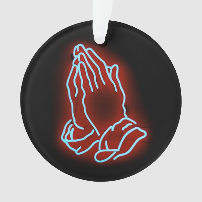 Neon Praying Hands personalisieren oder anpassen Ornament (Vorderseite)