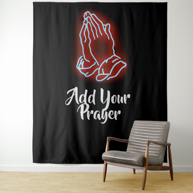 Neon Praying Hands personalisieren oder anpassen Wandteppich (Beispiel)