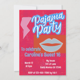 Neon Preppy Pajama Party Geburtstag Einladung