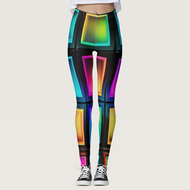 Neon Prism Grid Leggings (Vorderseite)