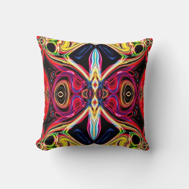 Neon Psychedelic Abstrakt Throw Kissen 1 (Vorderseite)