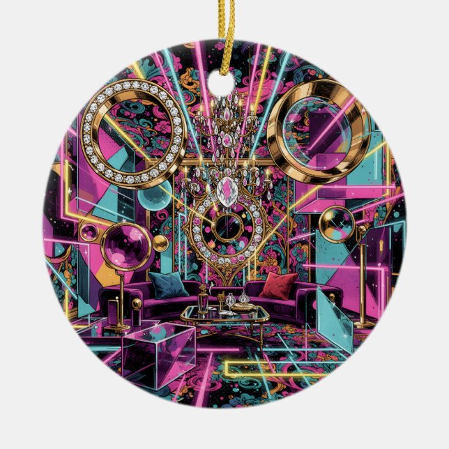 Neon Psychedelic Luxury Lounge Art Keramik Ornament (Vorne)