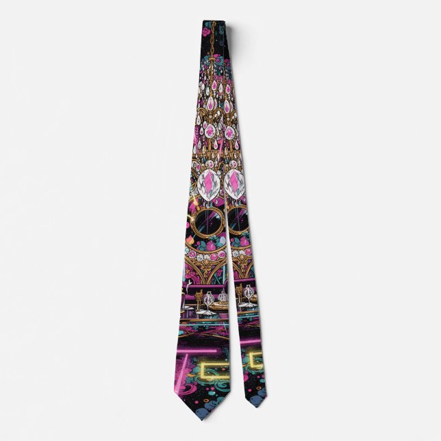 Neon Psychedelic Luxury Lounge Art Krawatte (Vorderseite)