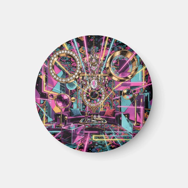 Neon Psychedelic Luxury Lounge Art Magnet (Vorne)